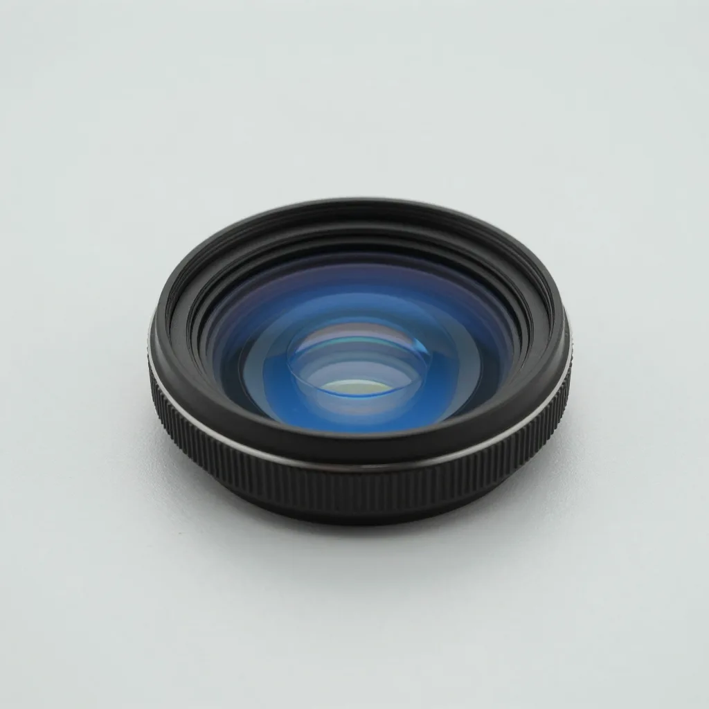 A blue-light clip-on lens on a pale background
